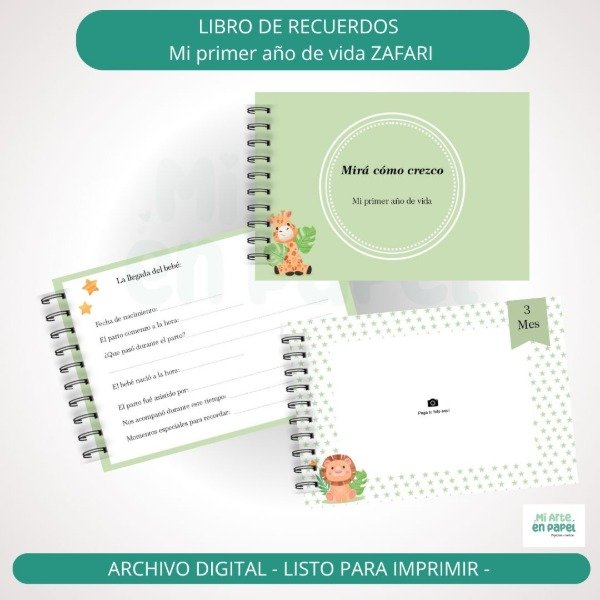 Producto - Libro de recuerdos imprimible "Mi primer Año de vida  Zafar" - 1
