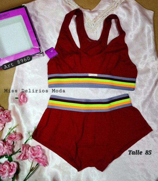 Producto - Conjunto de Lencería deportivo juvenil Belen 8960 Bordo Talle 85 1 16