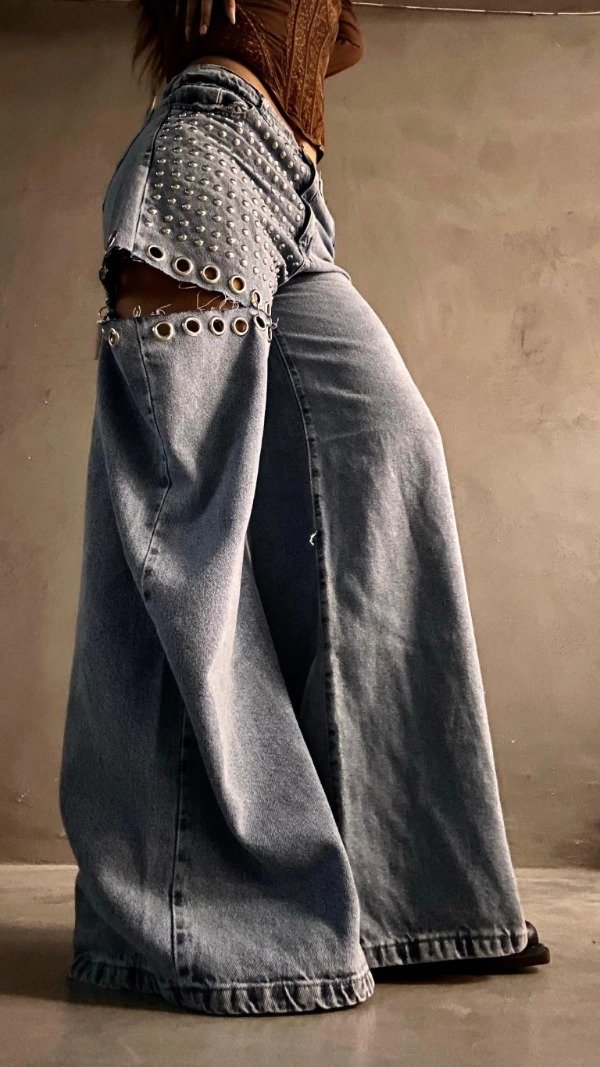 Producto - Jean Wide Leg Rebel Strass