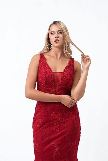 Producto - Vestido sirena de tul bordado Impactante Venta online June M35 Solo venta online - 2
