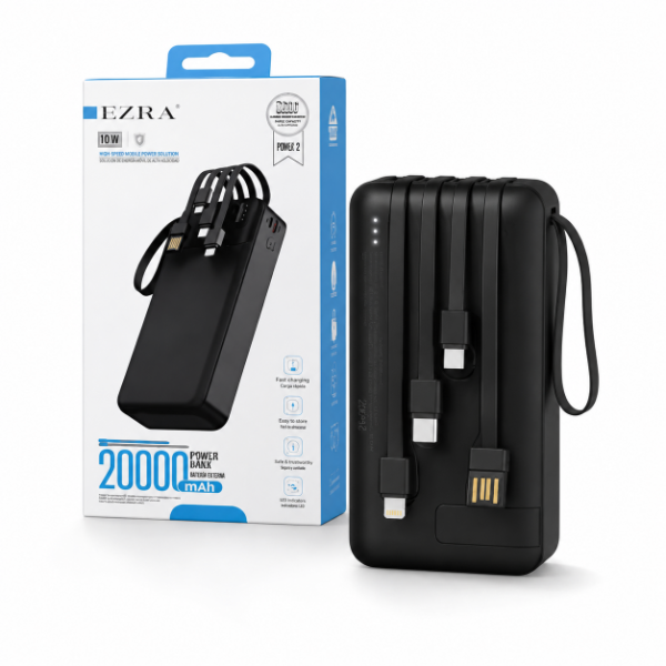 Producto - Cargador Portátil Con Cables de 10W 20000mAh Salida USB-TPC-IOS-V8 PB147-2. - 0