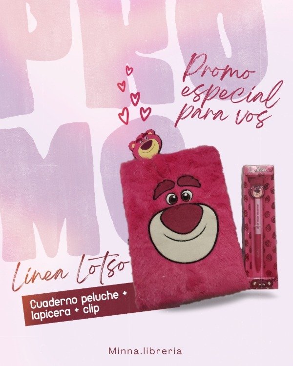 Producto - Oferta: cuaderno, clip y lapicera lotso