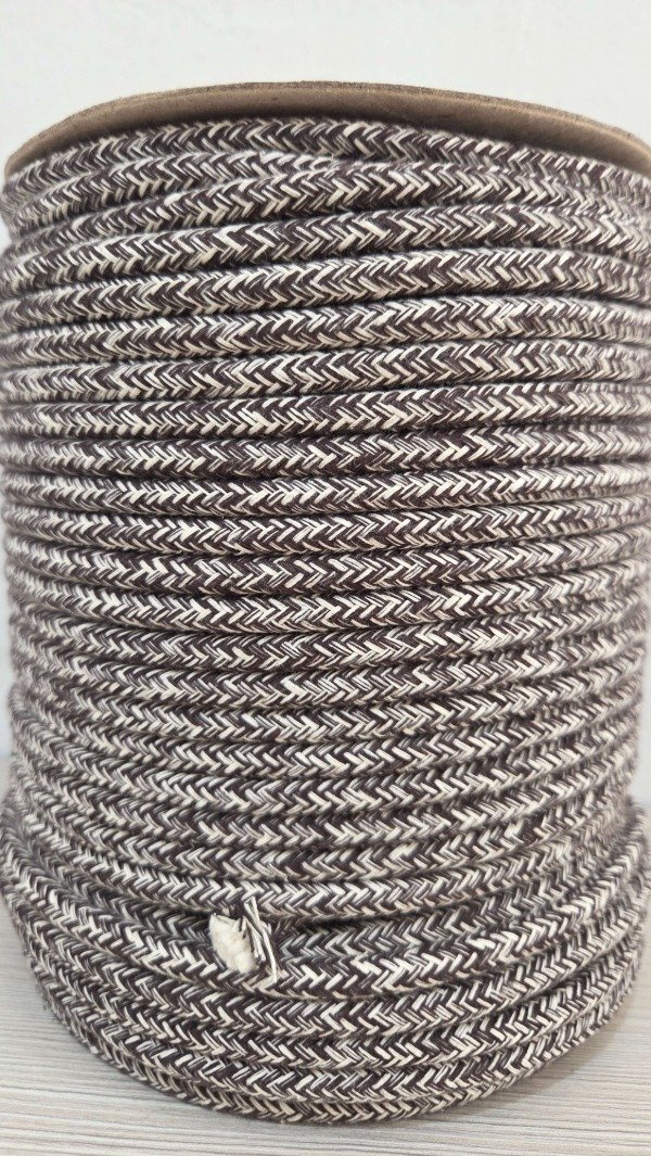 Producto - Cordon de algodón trenzado 7mm JASPEADO MARRON OSCURO CHOCOLATE