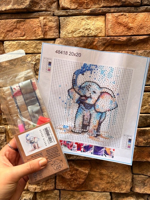 Producto - Lámina DIAMOND PAINTING 20 x 20cm. ELEFANTE