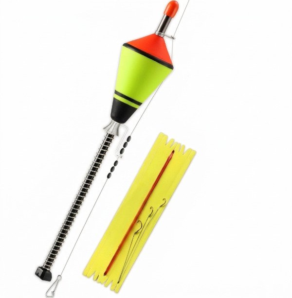 Producto - Linea de Flote con Boya Plastica ABS Pique Automatico 20cm x 4cm con 3 Anzuelos