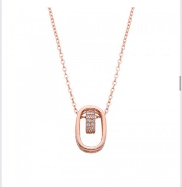 Producto - Conjunto rose con  dos dijes obalados plata 925