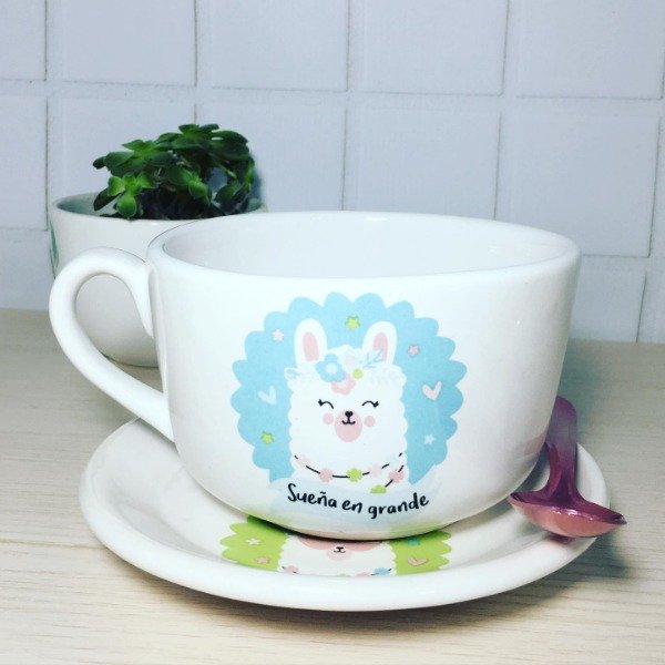 Producto - SET PLATO REDONDO + TAZON LLAMA