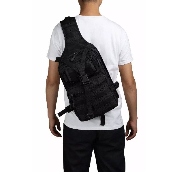 Producto - Morral Bolso Tactico Militar Pechera Negro Tela Antidesgarro 15 Litros - 14