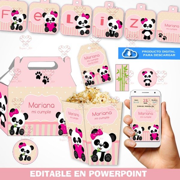 Producto - Kit Imprimible Pandas Editable