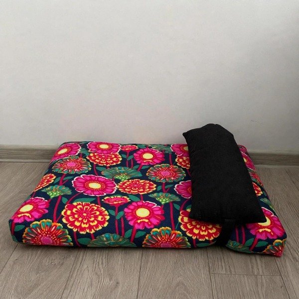 Producto - Colchonetas Rectangular con Almohadon Flores fucsias - 2