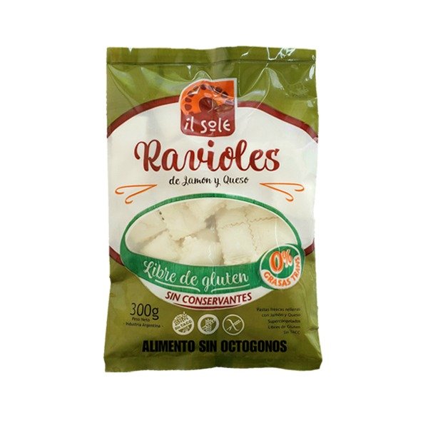 Producto - Ravioles de jamón y queso sin gluten Il Sole por 300 grs