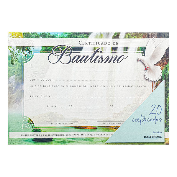 Producto - PROMO Certificados De Bautismo Mod 002 (PACK X20 UNIDADES)