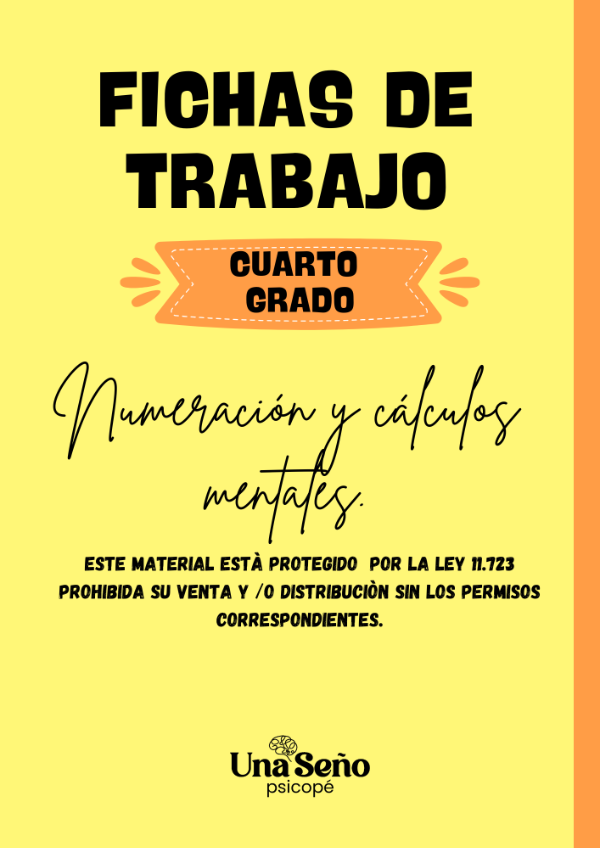 Producto - NUMERACION Y CALCULOS MENTALES - CUARTO GRADO MARZO 2026