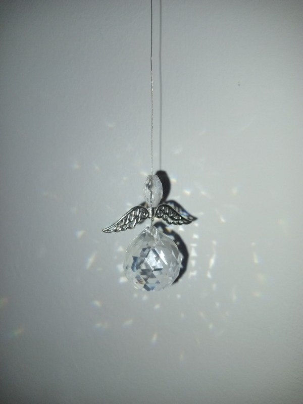 Producto - Atrapasol angelito, tanza de acero y esfera de cristal de 2 cm
