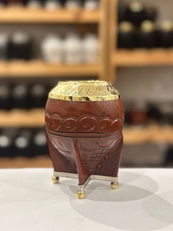 Producto - Torpedo BRONCE cincelado - base de alpaca y bronce - cuero repujado - BORRAVINO