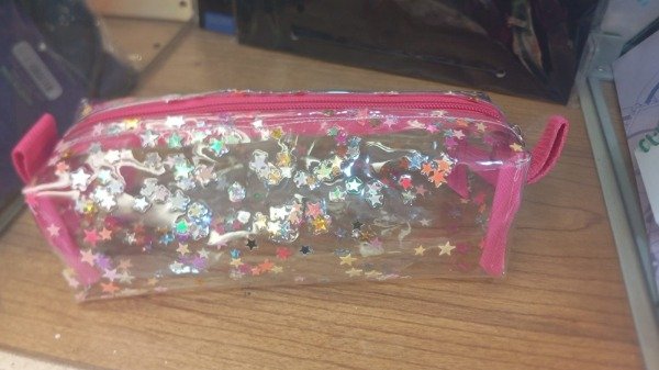 Producto - Cartuchera Transparente con Glitter y estrellas