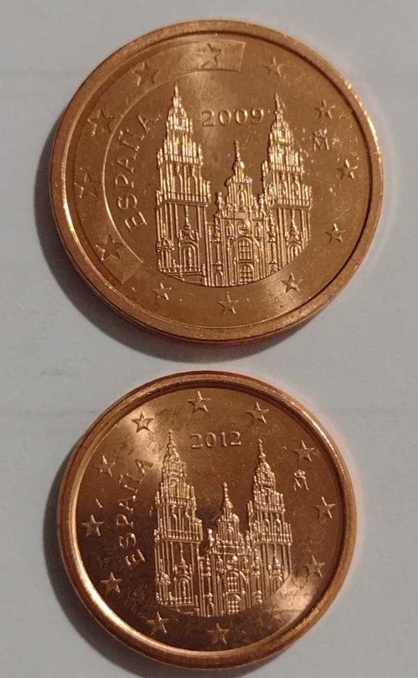 Producto - España 1 eurocent 2012 + 2 eurocents 2009 UNC
