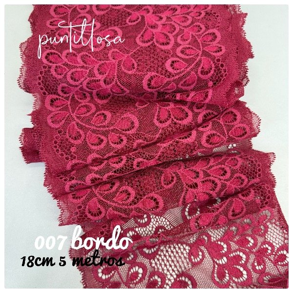 Producto - 007- Puntilla Elastizada Bordo 18cm - 5 metros