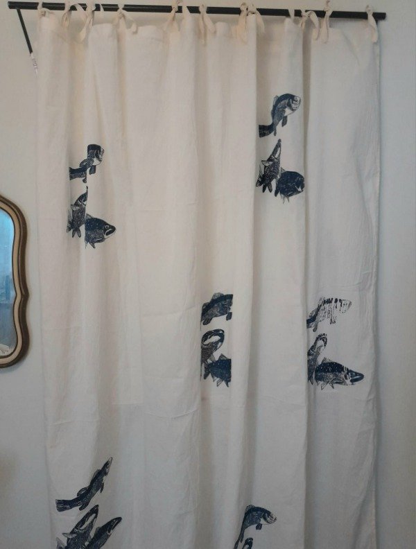 Producto - cortina de baño truchas azules