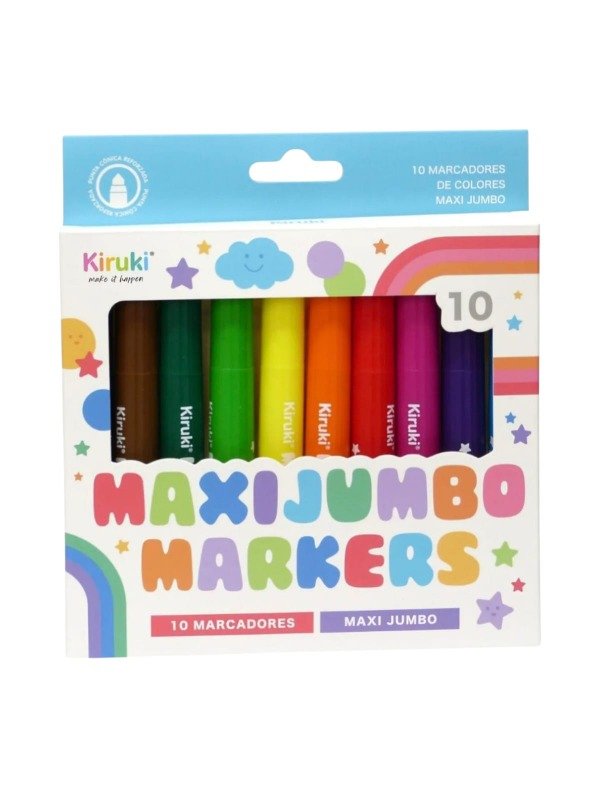 Producto - Marcadores Kiruki Maxi Jumbo Punta Cónica X10 Colores