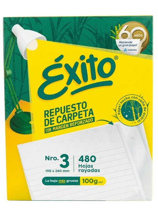 Producto - Repuesto Éxito Margen Reforzado - 480 hojas RAYADAS.