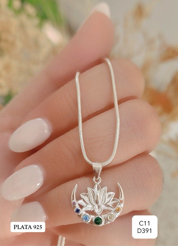 Producto - Conjunto flor de loto con luna 7 chakras