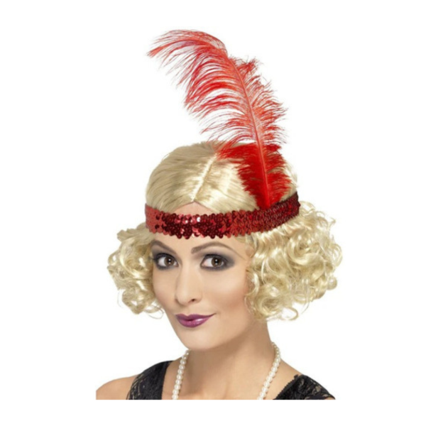 Producto - Peluca Charleston rubia (incluye vincha con pluma)