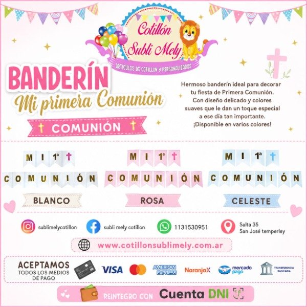 Producto - BANDERIN COMUNION VARIOS COLORES