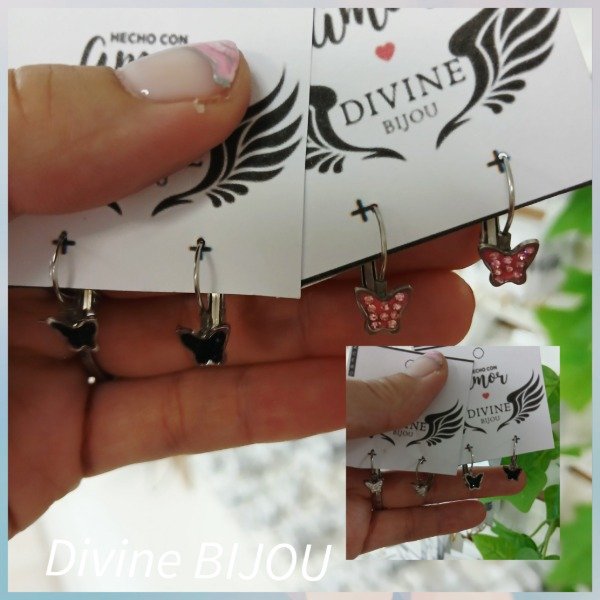 Producto - Aros mariposas cubic acero