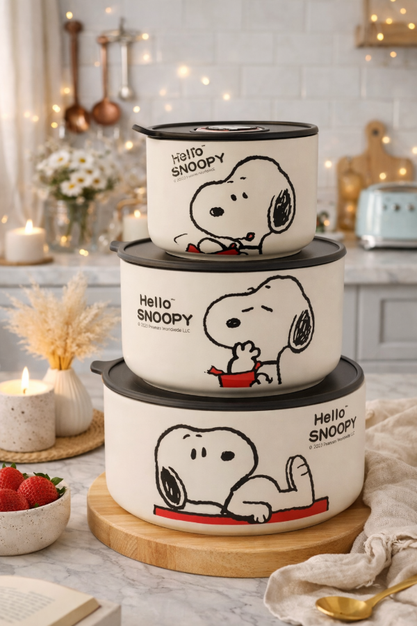 Producto - Set de 3 bowls Hermeticos Snoopy Original 3 tamaños