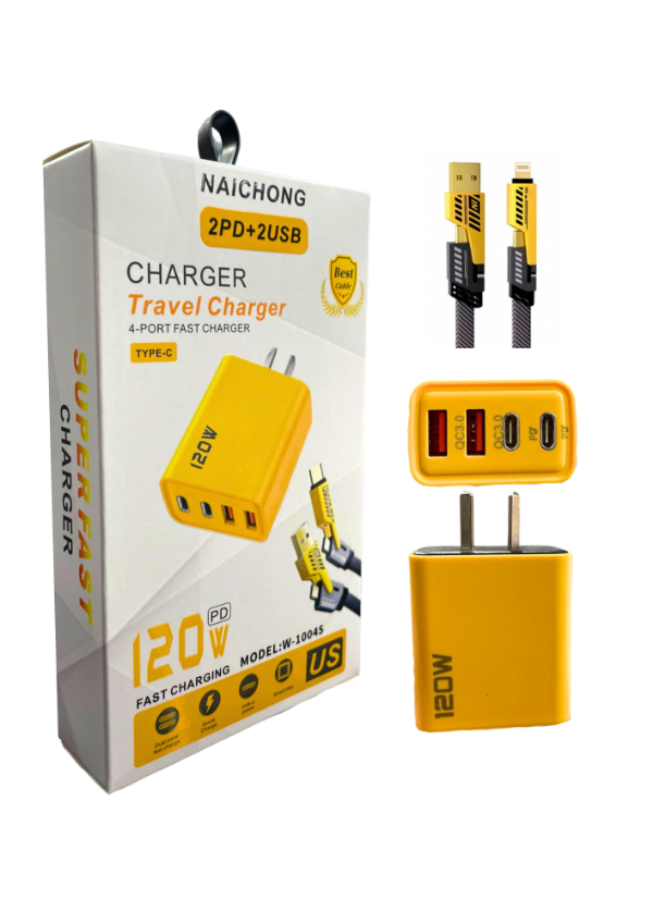 Producto - Combo 120W (Cabezal 120W 4 puertos + Cable 4en1 reforzado)