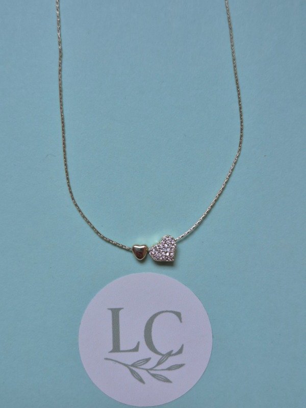 Producto - Collar doble corazón gold