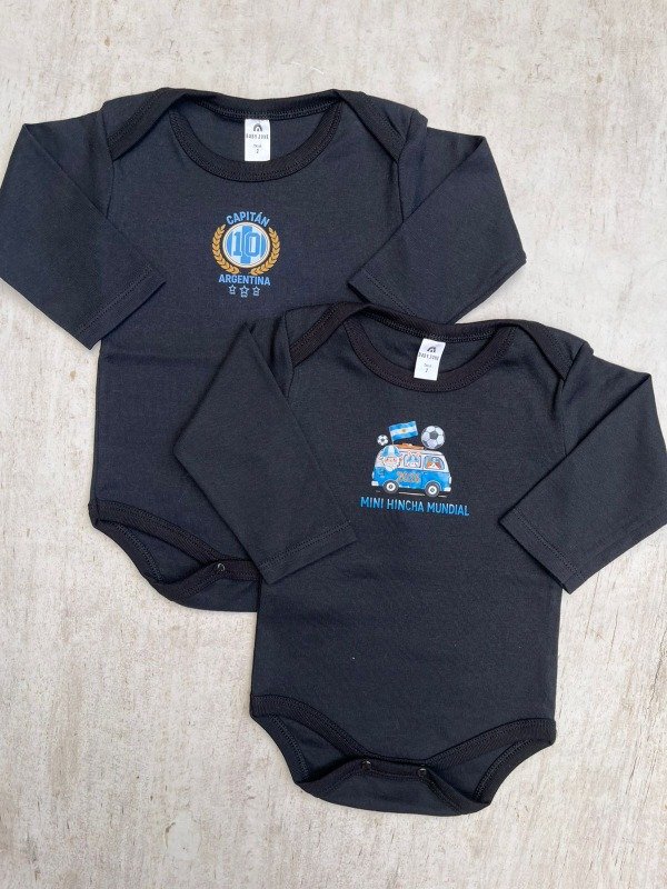 Producto - Body negro/gris topo MUNDIAL 0/9 M pack x8