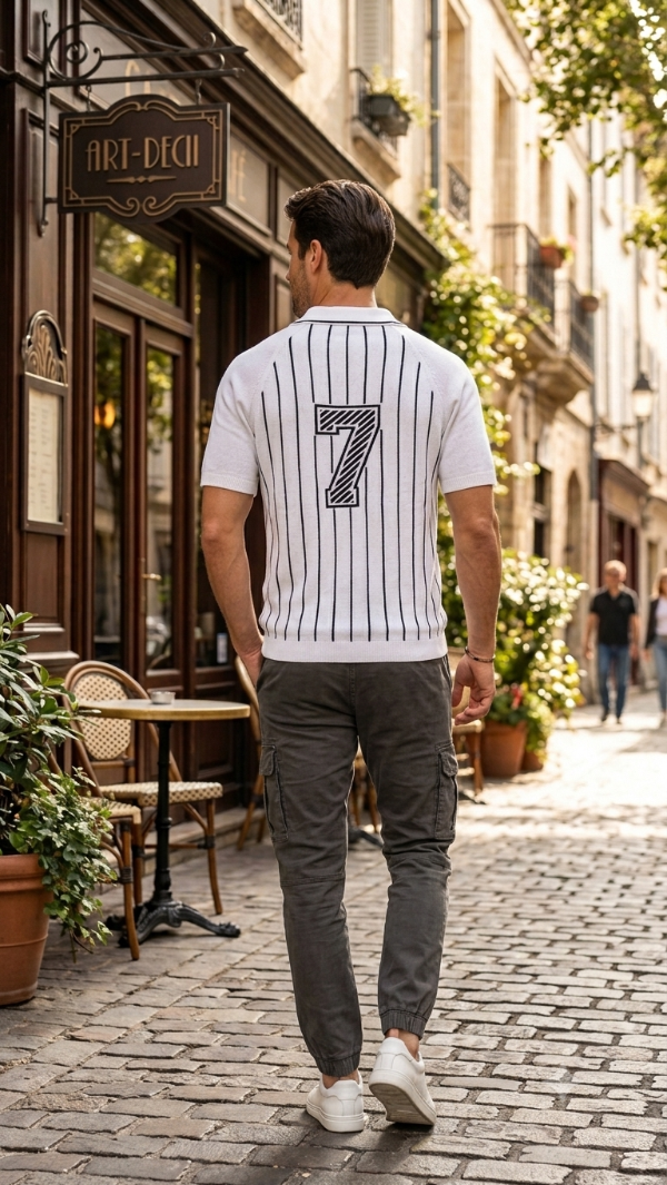 Producto - Chomba Tejida Rayada Number 7 Estilo Urbano Premium - 0