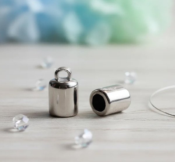 Producto - Capuchones Acrílico 6 mm con colgante - Color Niquel