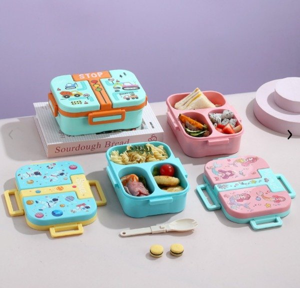 Producto - Lunchera infantil con divisiones y cubierto!