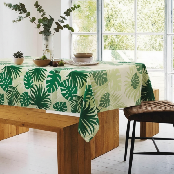 Producto - Mantel Rectangular Poliéster "Hojas Monstera" 150 x 250 cm