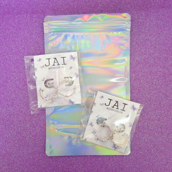 Producto - Set x2 semi argollas de Acero Blanco MOD2