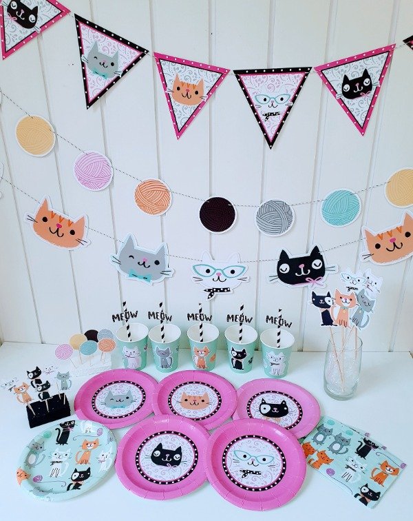 Producto - Gatitos Cotillón Kit Cumpleaños Completo Rosa