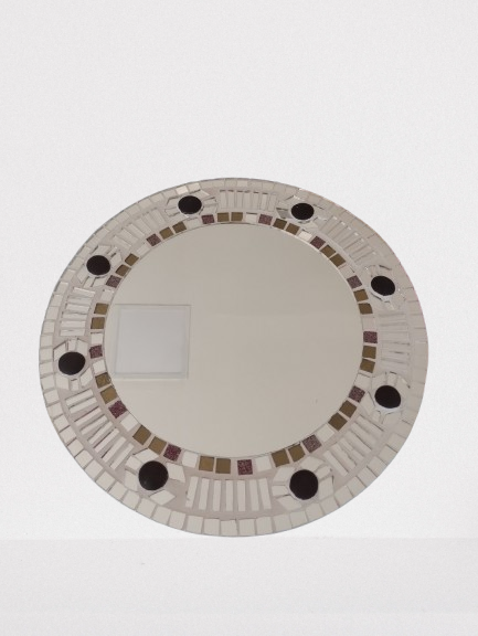 Producto - Espejo Blanco con detalle marron