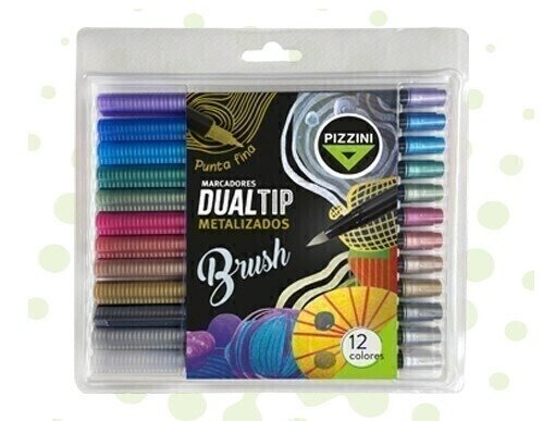 Producto - MARCADORES PIZZINI BRUSH METALIZADOS DOBLE PUNTA
