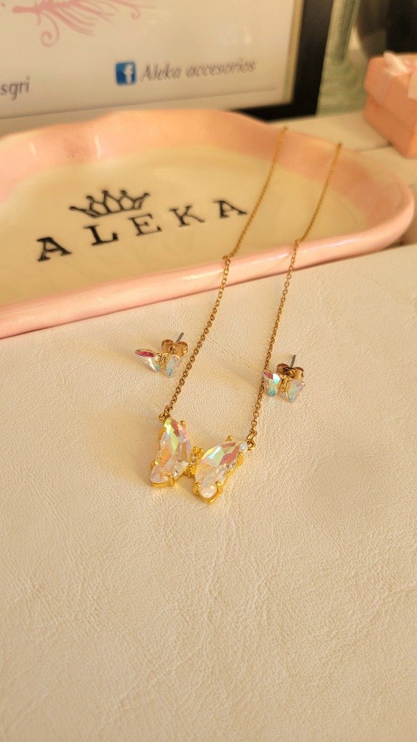 Producto - Conjunto Mariposa tornasol de acero dorado - 4