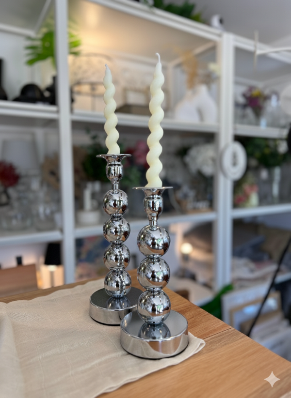Producto - Porta velas plateado 27,5cm