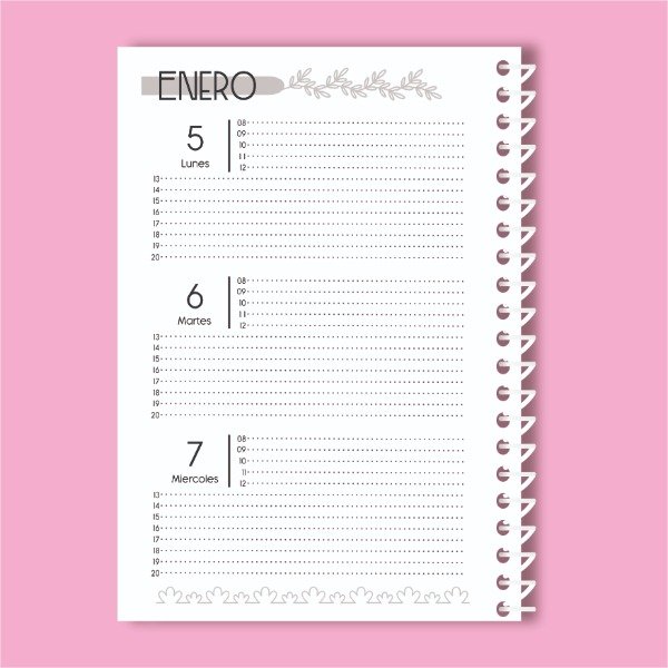 Producto - AGENDA 2026 SEMANAL HORIZONTAL ARCHIVO IMPRIMIBLE - MODELO FLORAL BYN