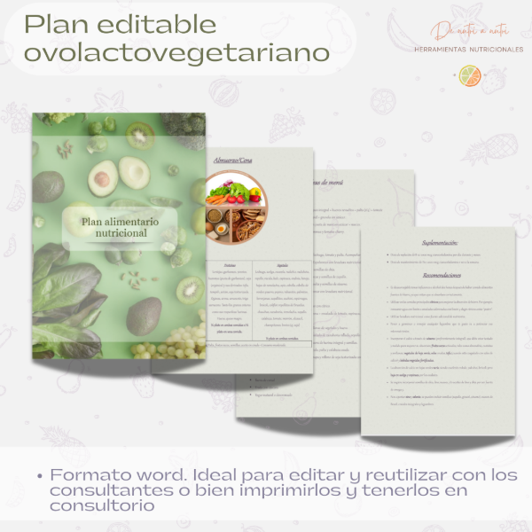 Producto - Plan editable ovolactovegetariano