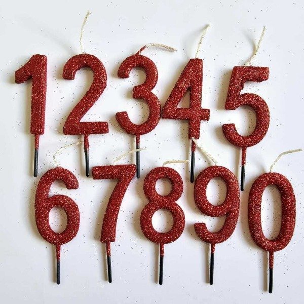 Producto - VELA NUMERO PLASTICA GIBRE ROJO
