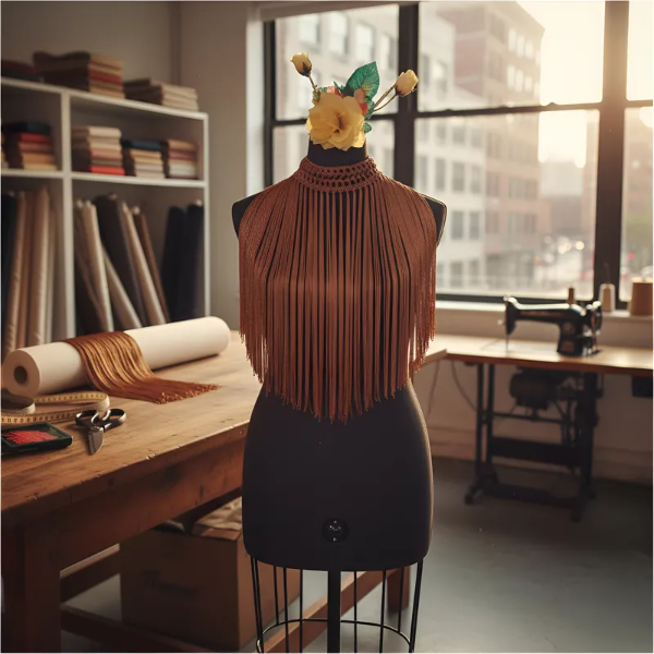 Producto - Collar De Flecos De Seda Recto Bronce