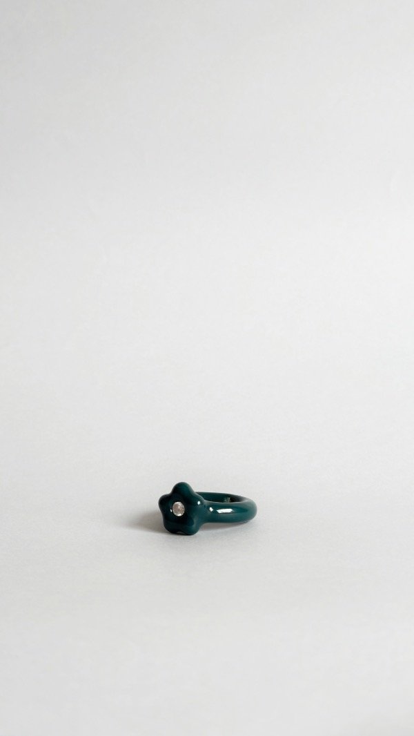 Producto - Anillo flor verde petróleo 2 - 1