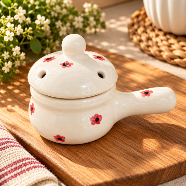 Producto - Sahumador ceramica premium Mini flores Rojas