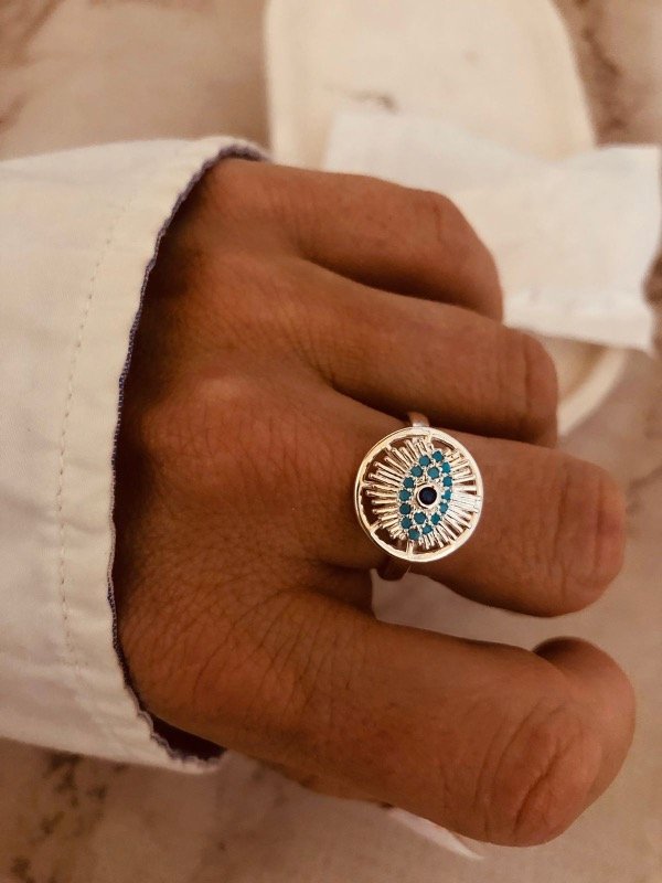 Producto - Anillo Giratorio Ojo turco Acero Blanco